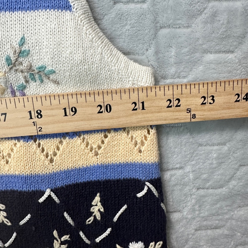 Vintage Stephanie K Knit Floral Sweater Vest Sz L Grandmacore Cottagecore Retro - Picture 6 of 7